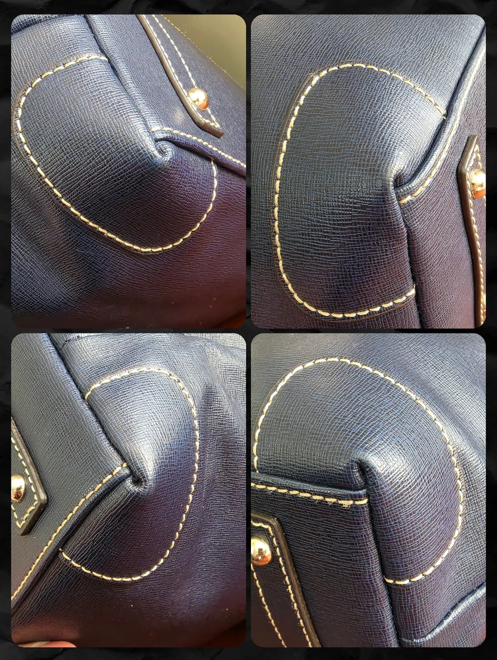 Dooney & Bourke Large Navy Blue Leather Shopper Tote Bag